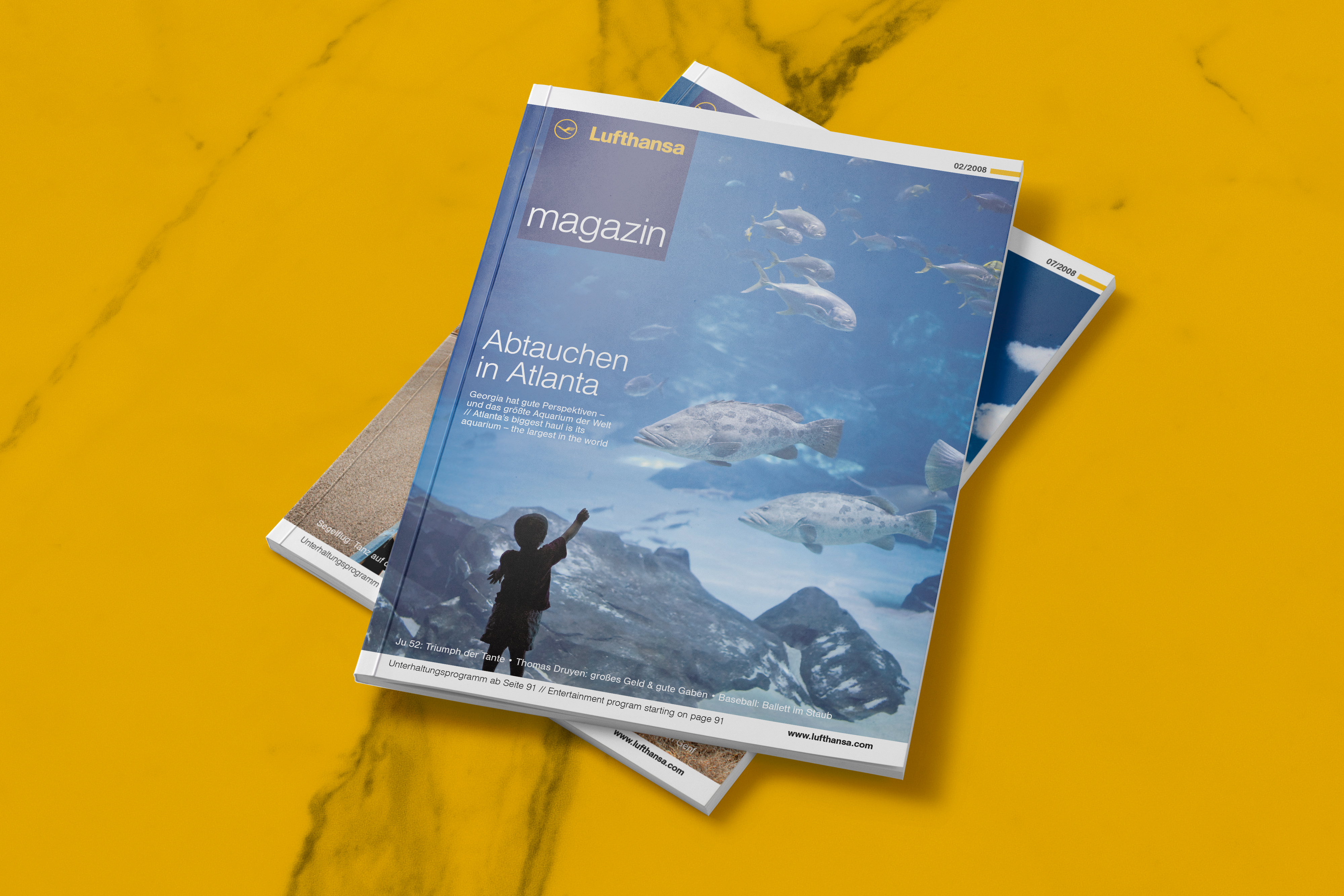Editorial-Layout aus dem Lufthansa magazin, Mitarbeit von Inga Sineux im Grafikteam