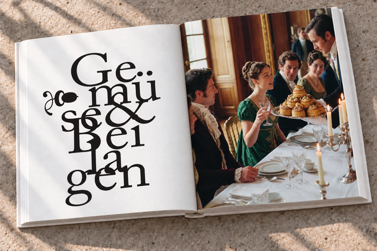 Typografischer Kapitelauftakt Gemüse und Beilagen im Buch Carême – Buchgestaltung Inga Sineux