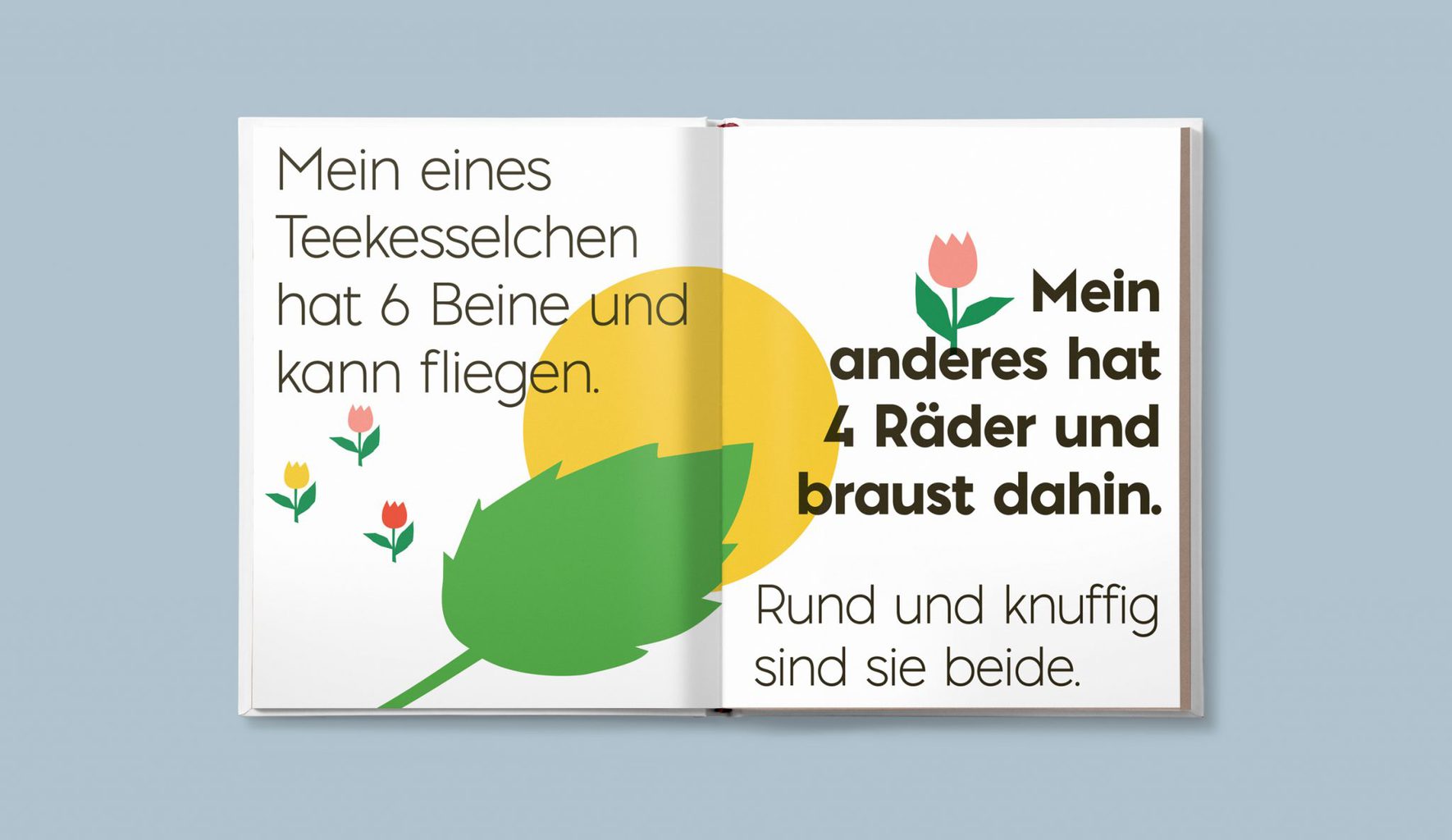 Illustrierte Rätselseite des Sprachrätselbuchs „Teekesselchen“ – Grafikdesign und Illustration von Inga Sineux